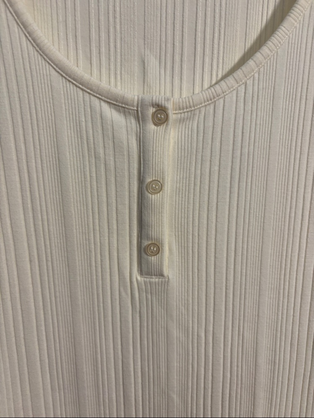H&M Cream Ribbed Short Sleeve Scoop Neck Dress - Picture 3 of 6